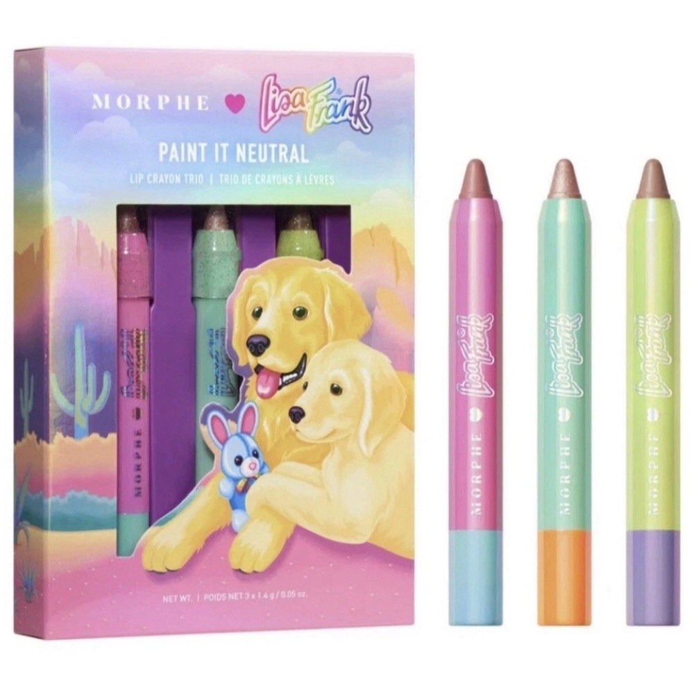 Morphe X Lisa Frank Paint It Playful Neutral Lip Crayon Trio Limited Puppies NIB